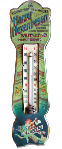 Reklame Blechschild mit Thermometer Harzer Hexenbesen | um 1915 | Salfeldt & Co.